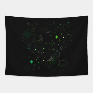 Green Galaxy Pattern Tapestry