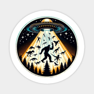 Mystical Alien Abduction and Bigfoot Encounter Adventure Magnet