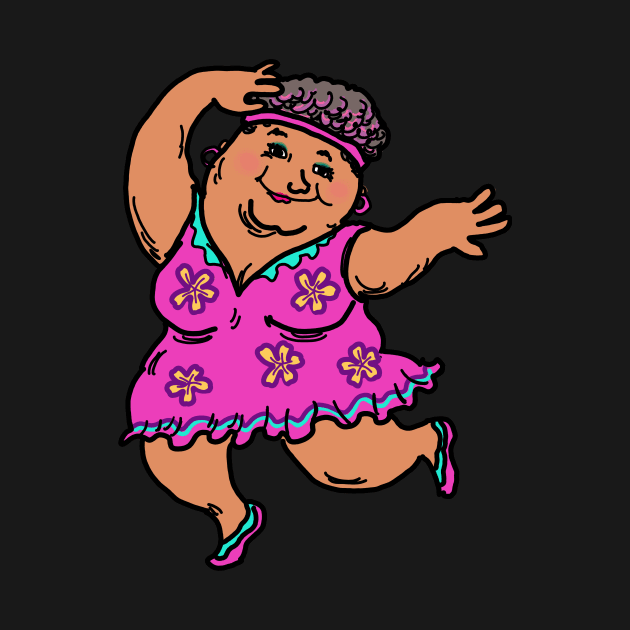 Active senior woman disco dancing illustration by Nalidsa