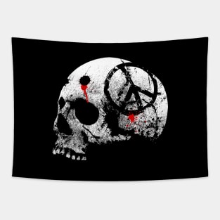 Peace Symbol Skull-Helmet-Motorcycle-War Tapestry