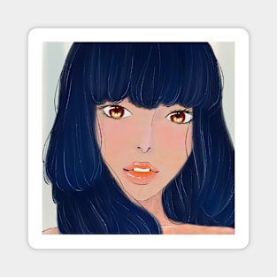 Illustration Girl Portrait Magnet