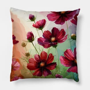 Rose Pink Cosmos Flower Pillow