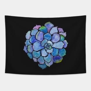 Rainbow Succulents on Black Background Tapestry