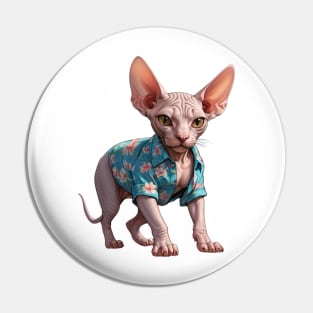 Tropical Feline: Sphynx in Floral Attire Pin