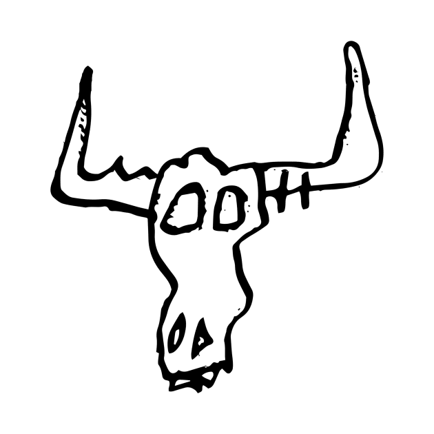 Bull Skull Doodle Black by Mijumi Doodles