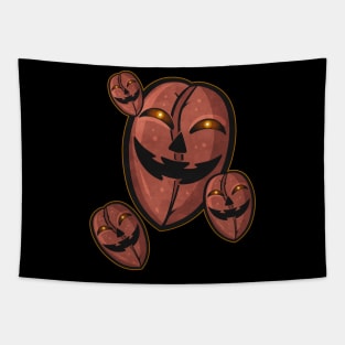 Evil Jack O Lantern Coffee Beans Halloween Tapestry