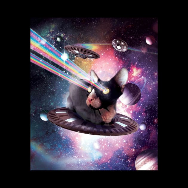 Universe Hairless Cat On UFO Lazer by Random Galaxy