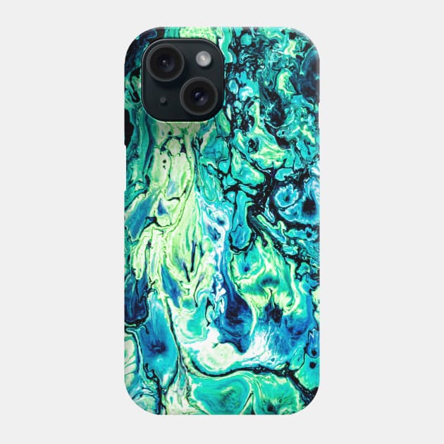 Iguana Swirls - Paint Pour Art - Unique and Vibrant Modern Home Decor for enhancing the living room, bedroom, dorm room, office or interior. Digitally manipulated acrylic painting. Phone Case by cherdoodles