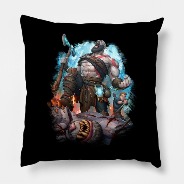 God of War Pillow by PatrickBrownArt