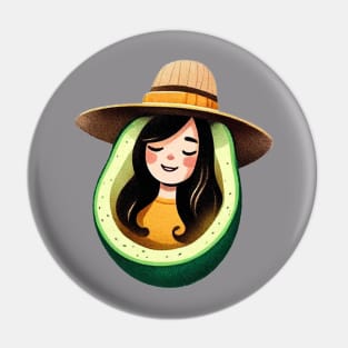 girl with hat inside avocado Pin