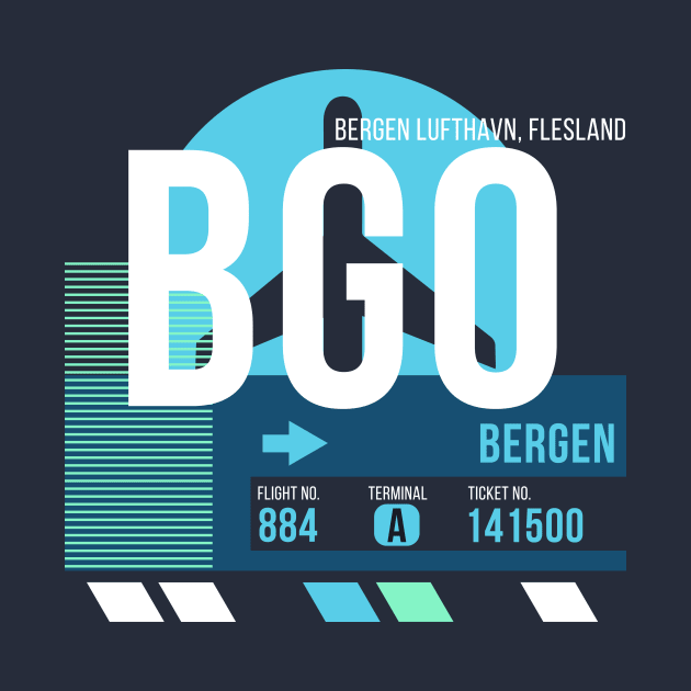 Bergen (BGO) Norway Airport // Sunset Baggage Tag by Now Boarding