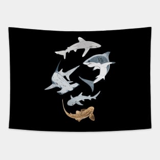 Types of Sharks Collection Tapestry