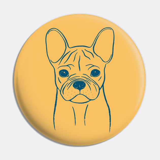 French Bulldog (Warm Yellow and Blue) Pin by illucalliart