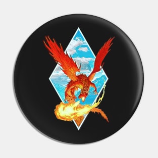 Red Dragon Breathing Fire - Black - Fantasy Pin