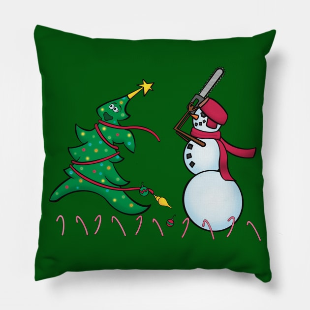 Nightmare on Candy Cane Ln Pillow by Twisted Teeze 