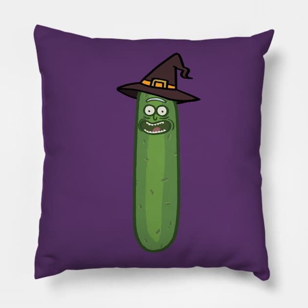 Halloween pickle cartoon Pillow by ballooonfish