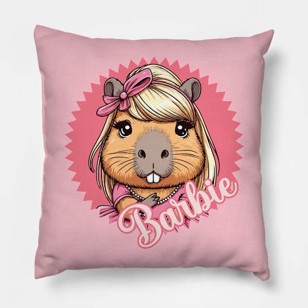 Cartoon CapyBarbie Pillow by AnnArtshock