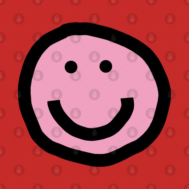 Minimal Happy Smiley Face Pink by ellenhenryart