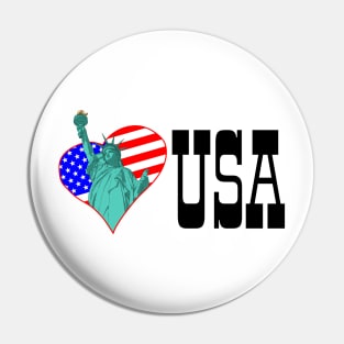 Statue of Liberty in the heart and USA Pin