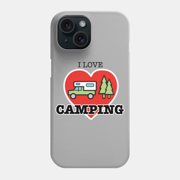 I Love Camping - Heart and Truck Camper Phone Case by RVToolbox