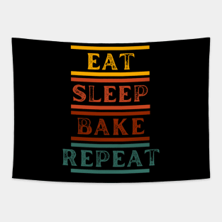 Eat Sleep Bake Repeat Retro Vintage Funny Baking Tapestry