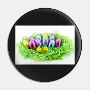 Coloured Foil Chocolate Eggs Pin