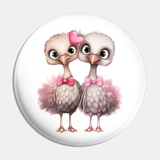 Valentine Ostrich Couple Pin