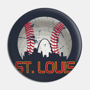 Vintage St.Louis Skyline Baseball Cardinal Party For Gameday Pin