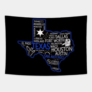 San Antonio Texas cute map El Paso Dallas TX state Fort Worth El Paso cute travel Tapestry