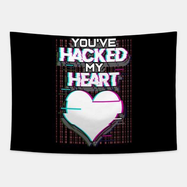 Hacked Heart Computer Geek Valentine Tapestry by creative
