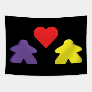 Yellow And Purple Meeple Couple Board Game Valentine's Day Tapestry