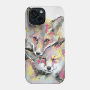 Oil foxs portrait painting in multicolored tones Phone Case