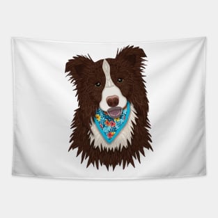 Tropical Brown Border Collie Boy Tapestry