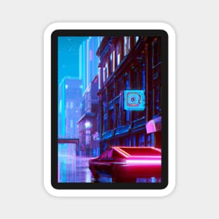 Dark alley in Cyberpunk city Magnet