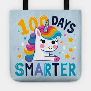 100 days smarter, cute playful unicorn Tote