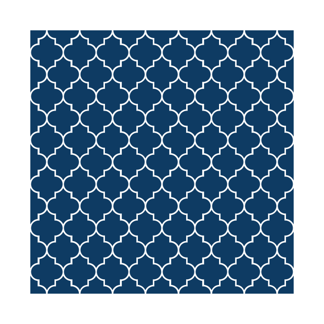 Navy Blue Latticework, Quatrefoil, Trellis by Jelena Dunčević