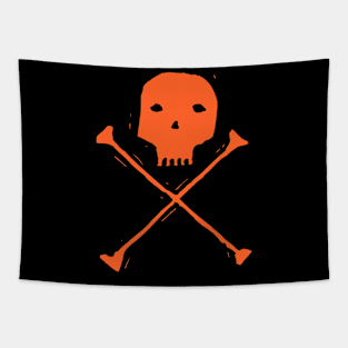 Whimsical Skull Delight - Cartoonish Skull and Crossbones Tapestry