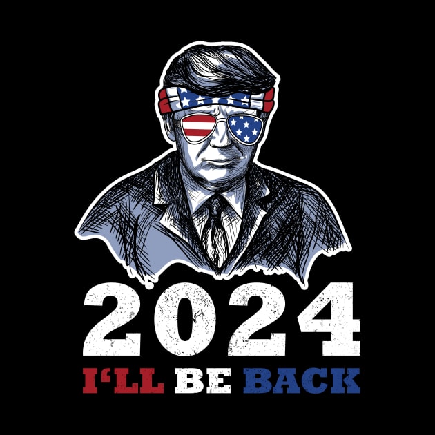 Trump American Flag Sunglasses 2024 I'll Be Back by jodotodesign