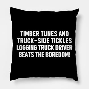 Logging Truck Driver Beats the Boredom! Pillow