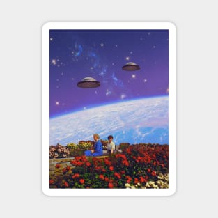 The Garden Watchers - Space Collage, Retro Futurism, Sci-Fi Magnet