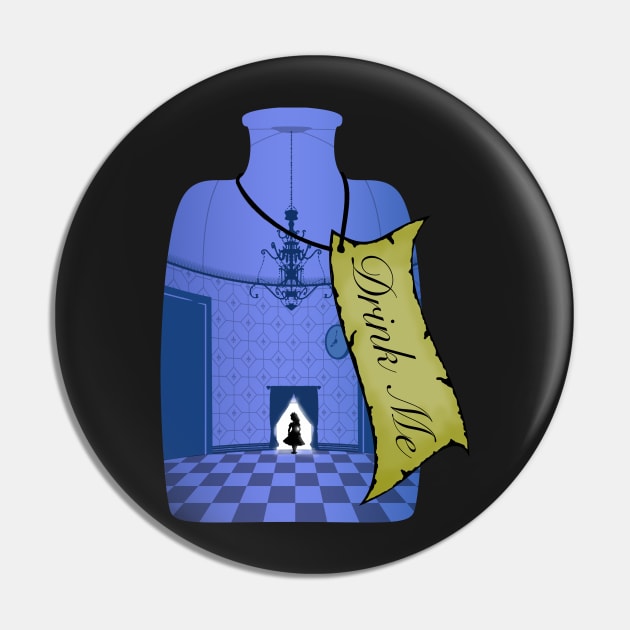 Alice in Wonderland Bottle Silhouette Pin by Mustangman3000