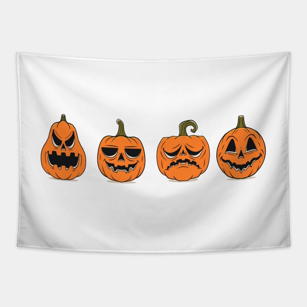 Vintage Halloween, Spooky pumpkins Tapestry by Islanr
