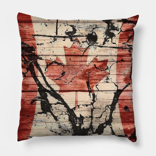 Grunge Canada Flag Rustic Red Aged White Pillow by NaturalDesign