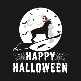 Rottweiler Dog Witch Happy Halloween Funny T-Shirt