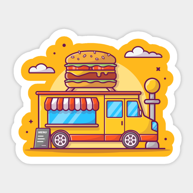 Burger Food Truck Cartoon - Burger - Sticker | TeePublic Burger Food Truck Cartoon - Burger - Sticker | TeePublic