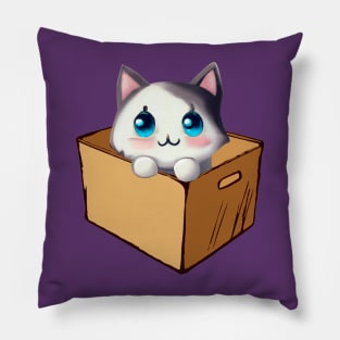 Cat in Cardboard Box Pillow