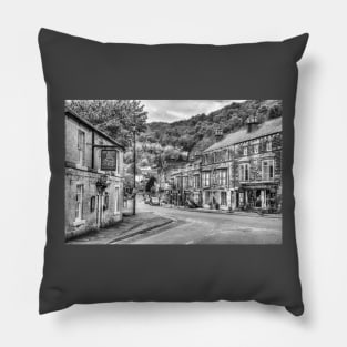 Matlock Bath, Derbyshire, England, Black And White Pillow