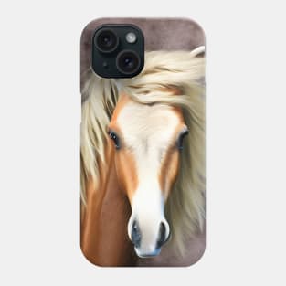 Head of a red horse with white bald head and light mane Phone Case