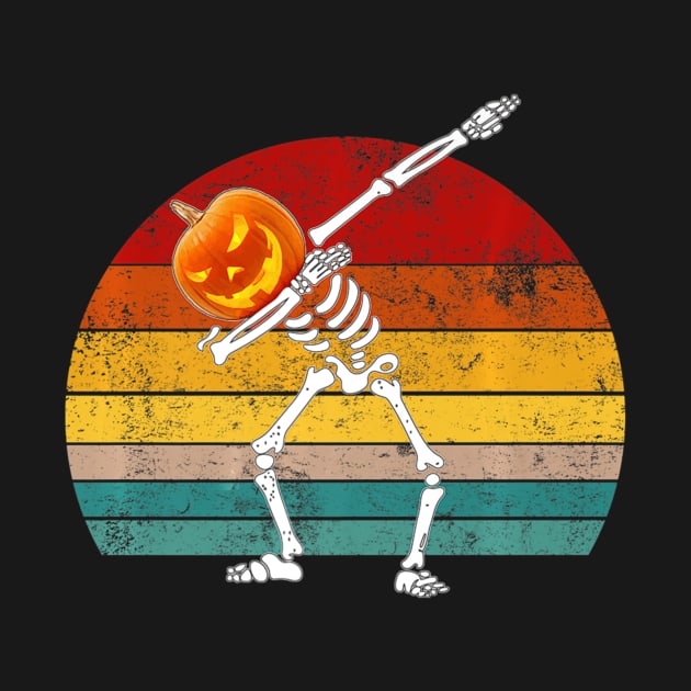 Vintage Funny Halloween Dabbing Skeleton Pumpkin by MarrinerAlex