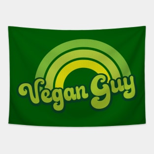 Vegan Guy Retro Rainbow Green Tapestry